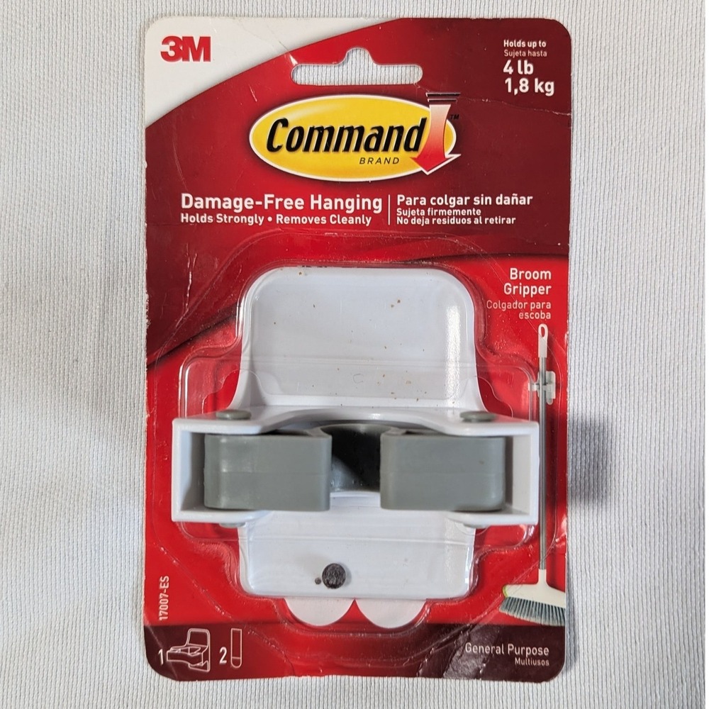 3M Command Broom Gripper Damage-Free Wall Mount Organizer Holds 4 lbs